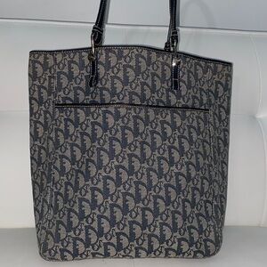 Authentic Christian Dior Oblique Trotter Denim Shoulder  Bag